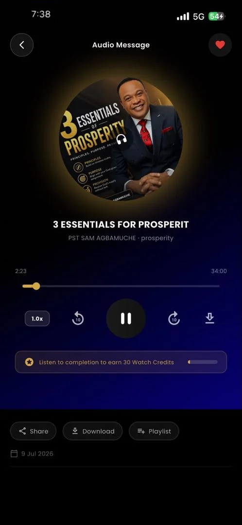 Audio player playing 3 Essentials for Prosperity by Pastor Sam Agbamuche